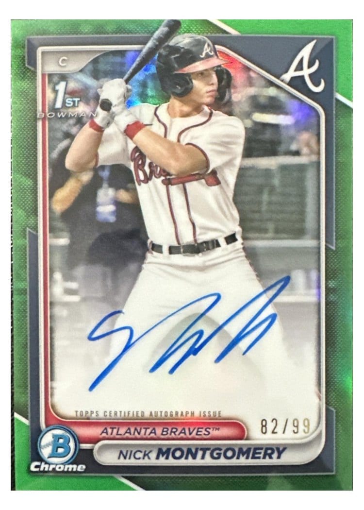 2024 Bowman Draft Chrome Prospect Autographs Nick Montgomery Green Refractor #CPA-NMO card