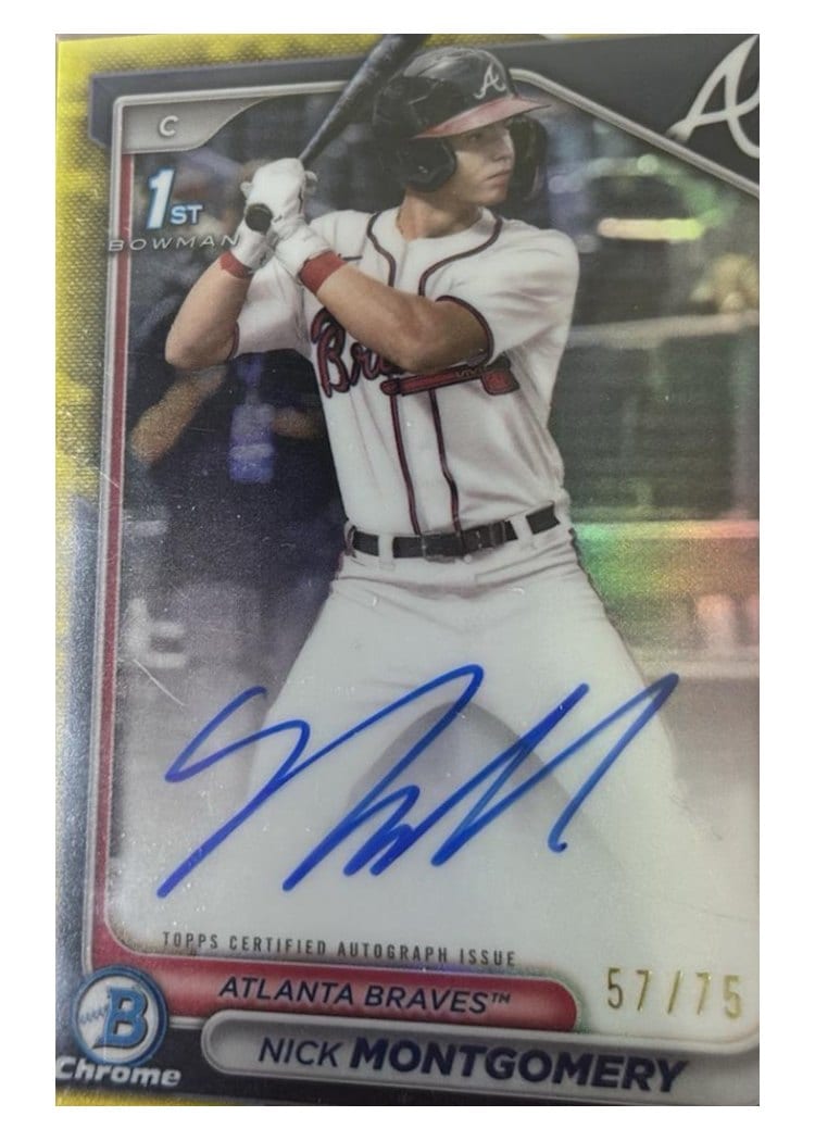 2024 Bowman Draft Chrome Prospect Autographs Nick Montgomery Yellow Refractor #CPA-NMO card