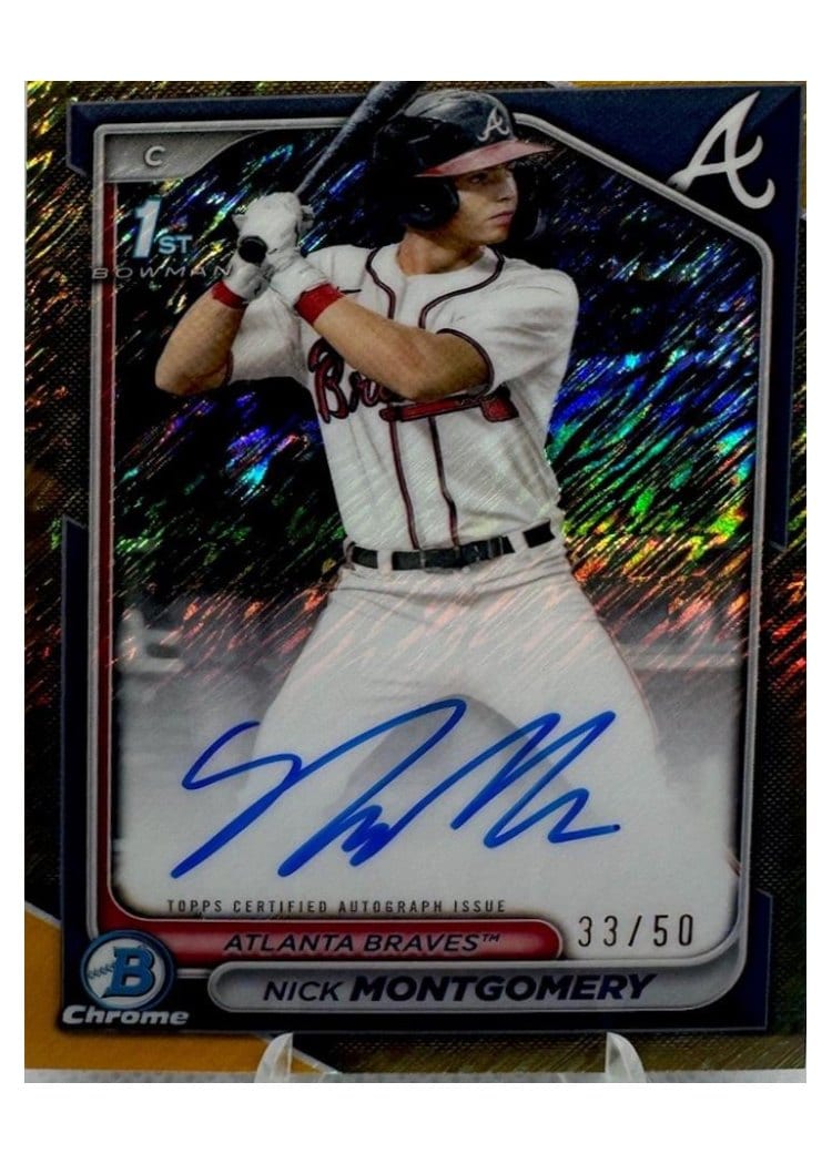 2024 Bowman Draft Chrome Prospect Autographs Nick Montgomery Gold Refractor #CPA-NMO card