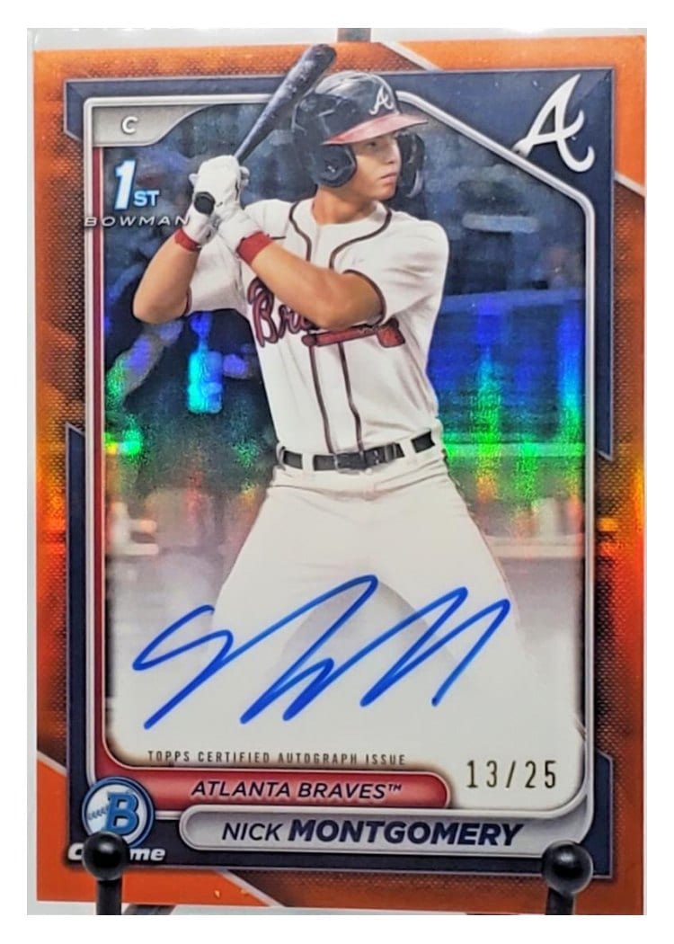 2024 Bowman Draft Chrome Prospect Autographs Nick Montgomery Orange Refractor #CPA-NMO card
