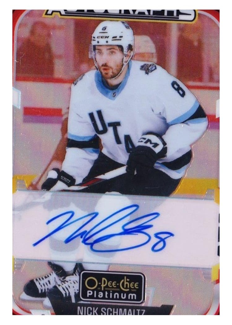 2025-26 O-Pee-Chee Platinum Red Rainbow Autos Nick Schmaltz #RA-NS card