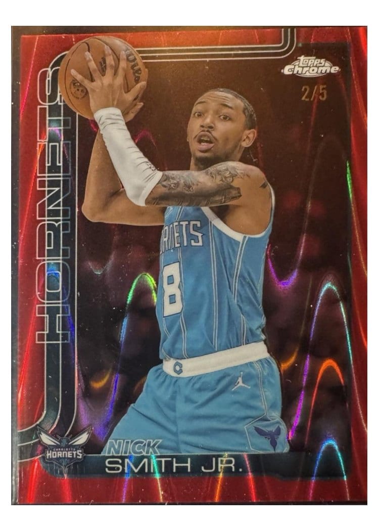 2025-26 Topps Chrome Base Set Nick Smith Jr. Red Wave Refractor #26 card