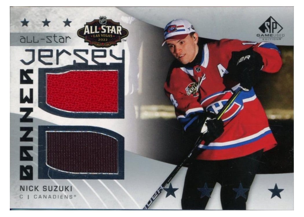 2022-23 SP Game Used 2022 NHL All-Star Game Jersey-Banner Relics Nick Suzuki #ASJB-NS card