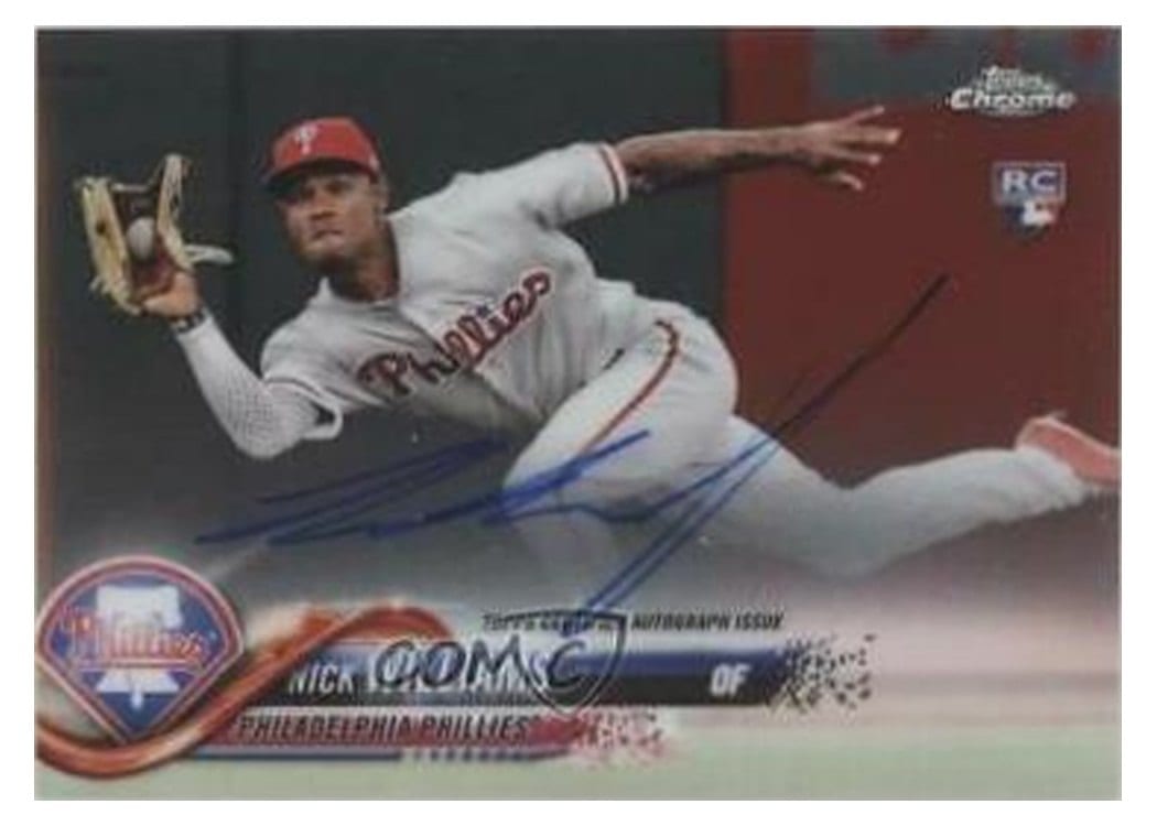 2018 Topps Chrome Rookie Autographs Nick Williams Orange Refractor #RA-NW card