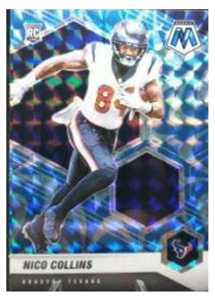 2021 Panini Mosaic Base Set Nico Collins Reactive Blue Mosaic #330 card