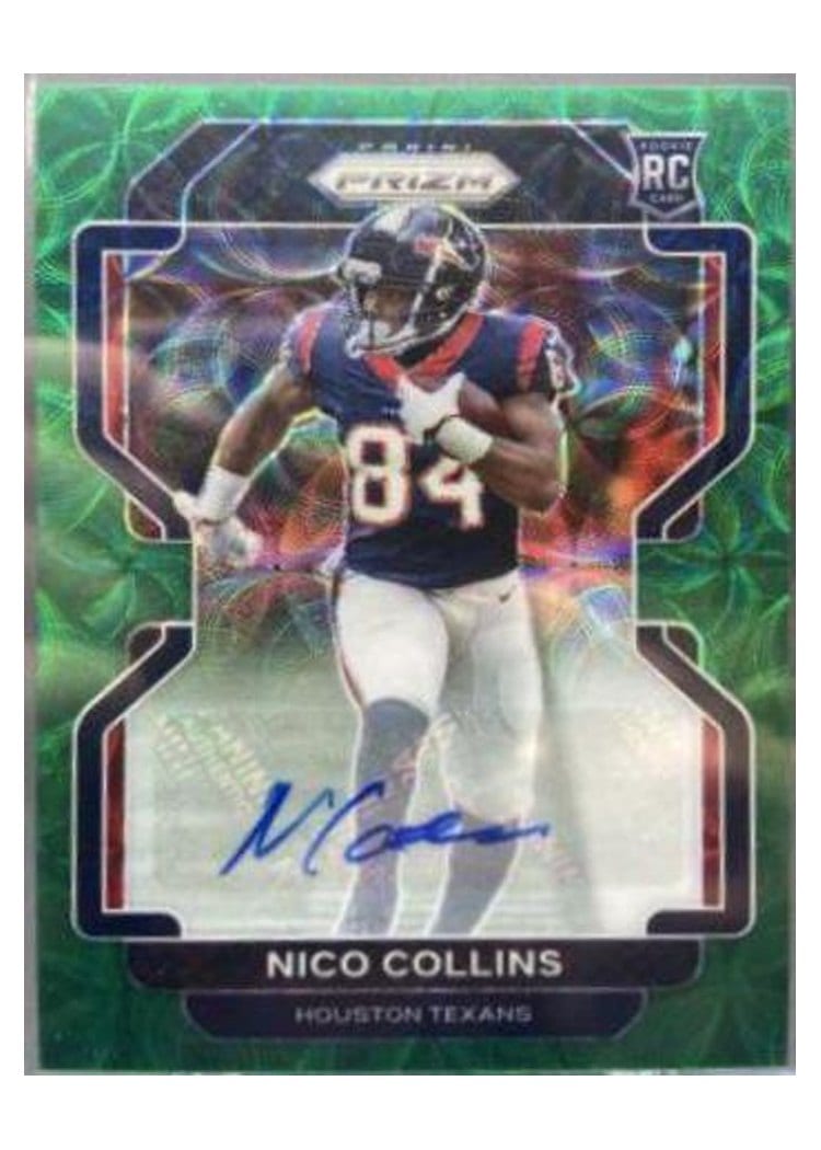 2021 Panini Prizm Base Set Nico Collins Autograph Green Scope Prizm #360 card