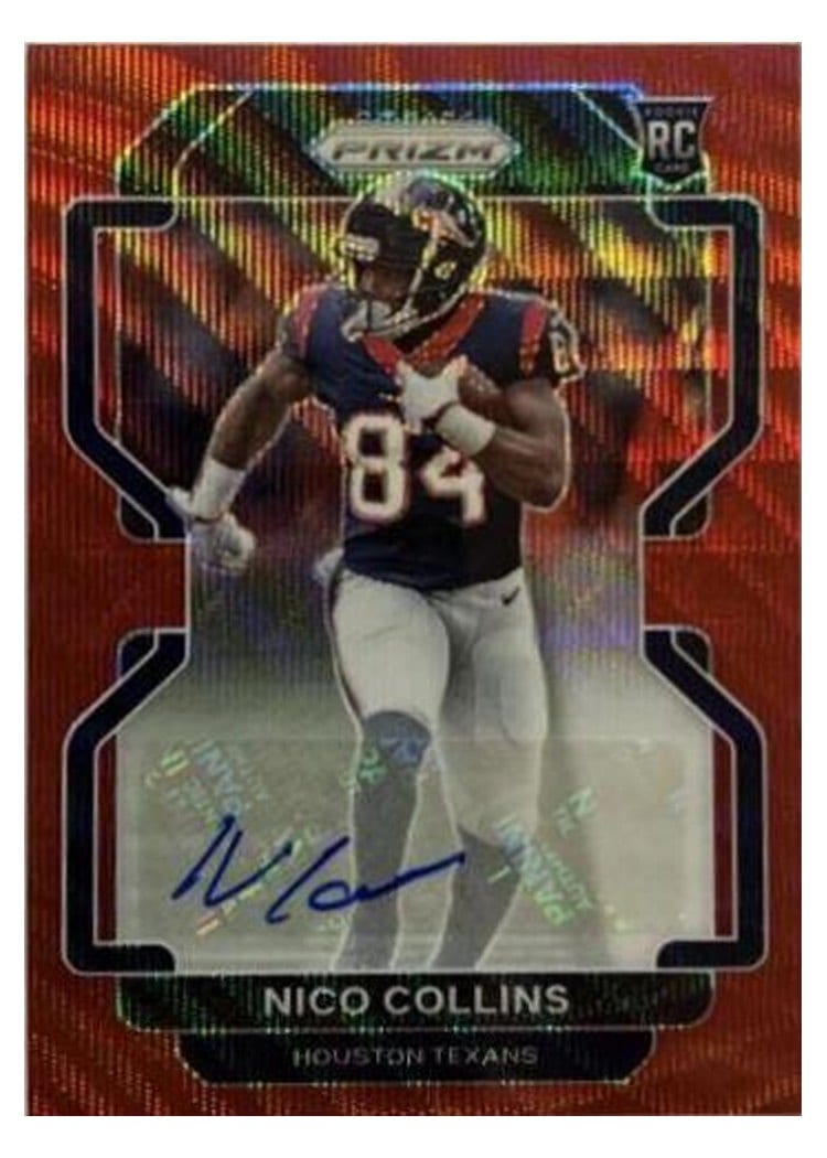 2021 Panini Prizm Base Set Nico Collins Autograph Red Wave Prizm #360 card