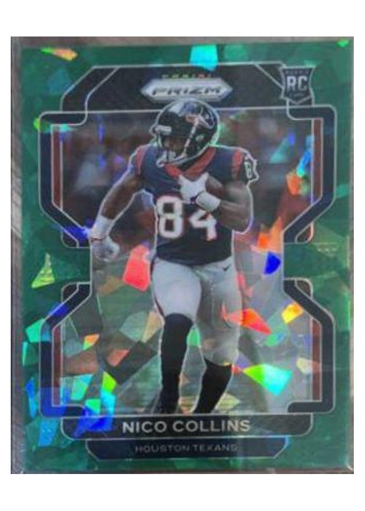 2021 Panini Prizm Base Set Nico Collins Green Ice Prizm #360 card