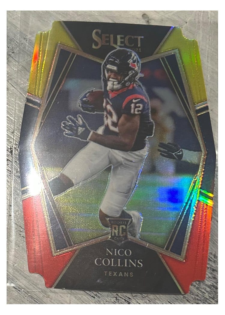 2021 Panini Select Base Set Nico Collins Red and Yellow Die Cut #169 card