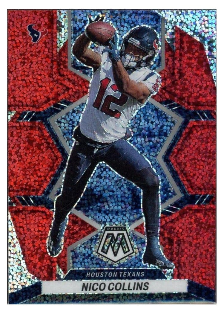 2022 Panini Mosaic Base Set Nico Collins Red Sparkle #78 card