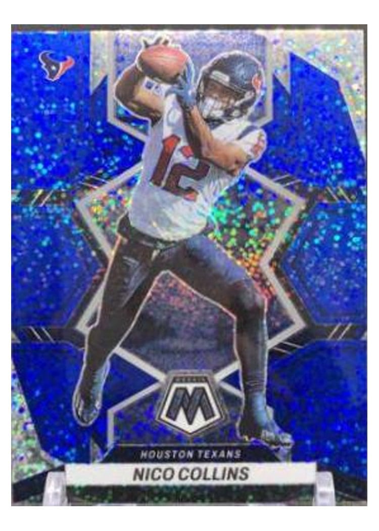 2022 Panini Mosaic Base Set Nico Collins Blue Sparkle #78 card