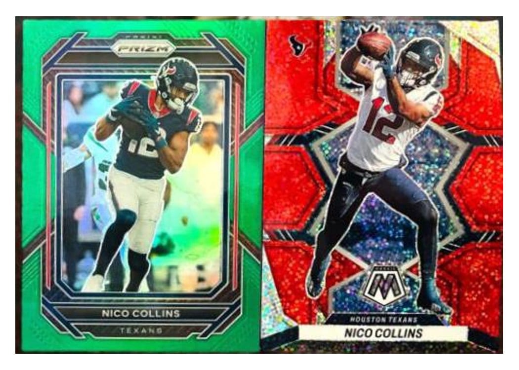 2022 Panini Prizm Base Set Nico Collins Green Sparkle #117 card
