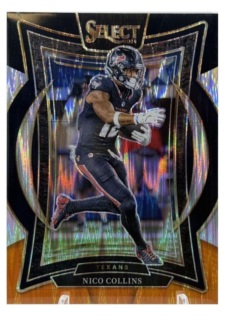 2024 Panini Select Base Set Nico Collins Black Orange Prizm Shock #86 card