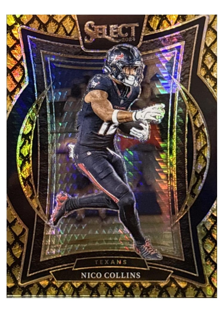 2024 Panini Select Base Set Nico Collins Gold Dragon Scale Prizm #86 card