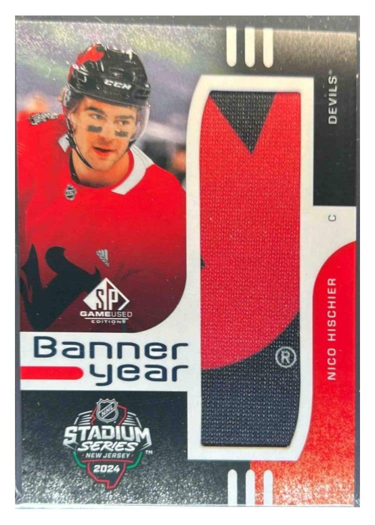 2024-25 SP Game Used 2024 Stadium Series Banner Year Relics Nico Hischier #BYSS-NH card
