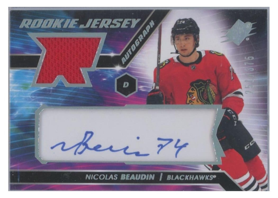 2020-21 SPx Rookie Autograph Jersey Nicolas Beaudin #NB card