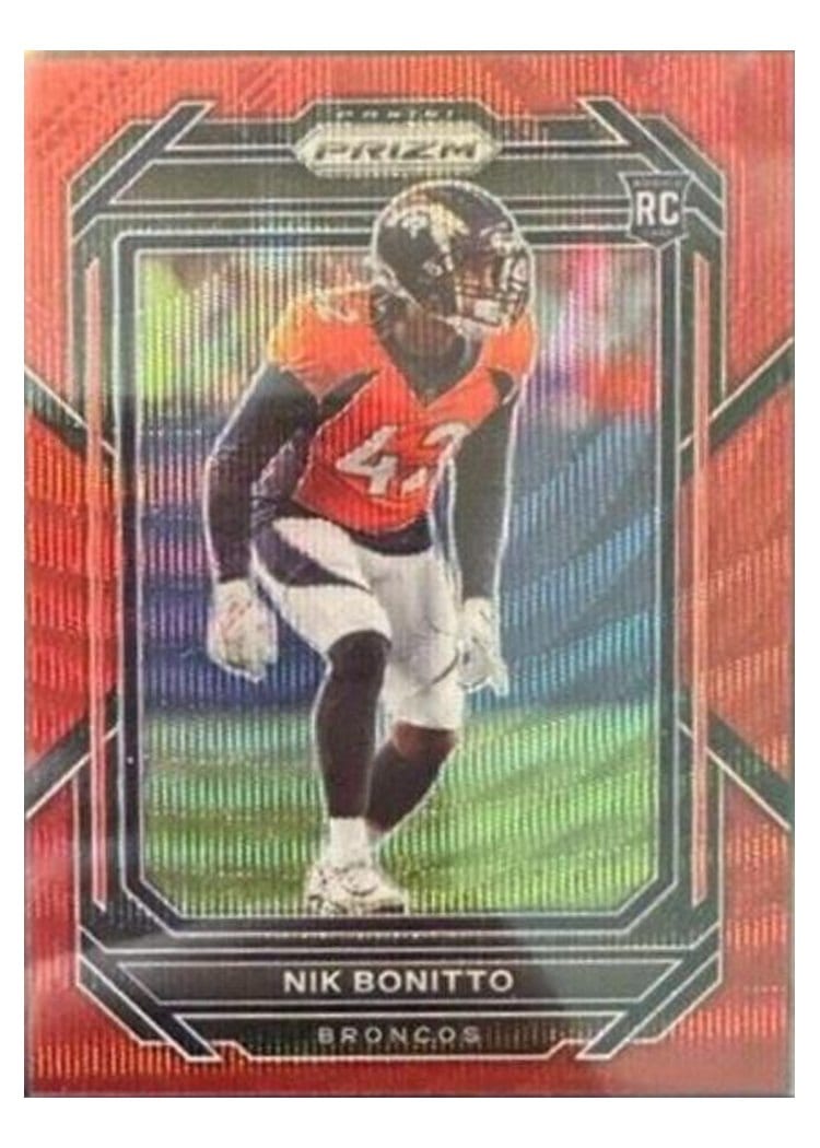 2022 Panini Prizm Base Set Nik Bonitto Red Wave #398 card