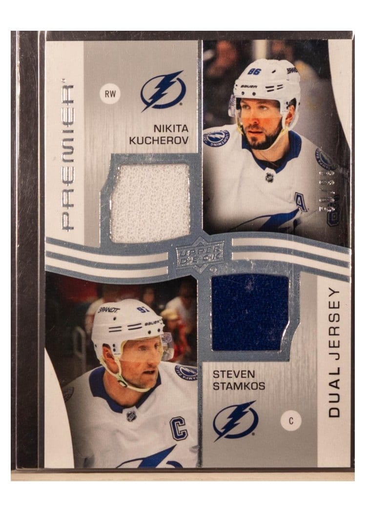 2023-24 Upper Deck Premier Premier Dual Jerseys Nikita Kucherov/Steven Stamkos #PD-NKSS card