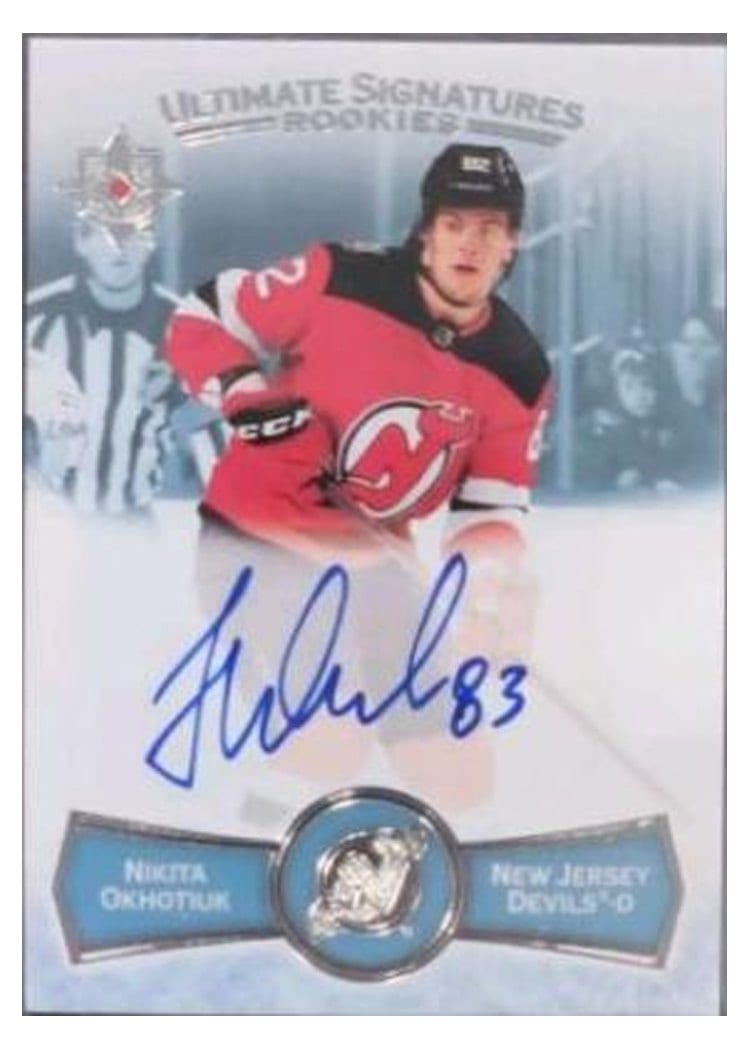 2022-23 Upper Deck Ultimate Collection Ultimate Signatures Rookies Nikita Okhotiuk #USR-NO card