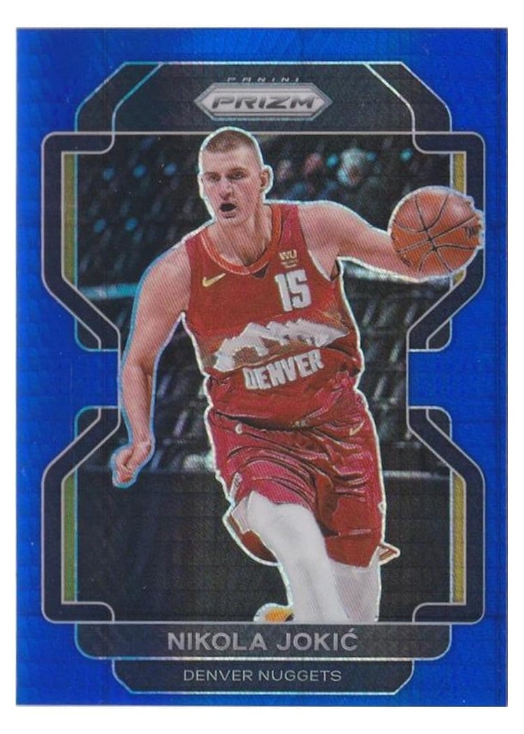 2021-22 Panini Prizm Base Set Nikola Jokic Blue Hyper Prizm #32 card
