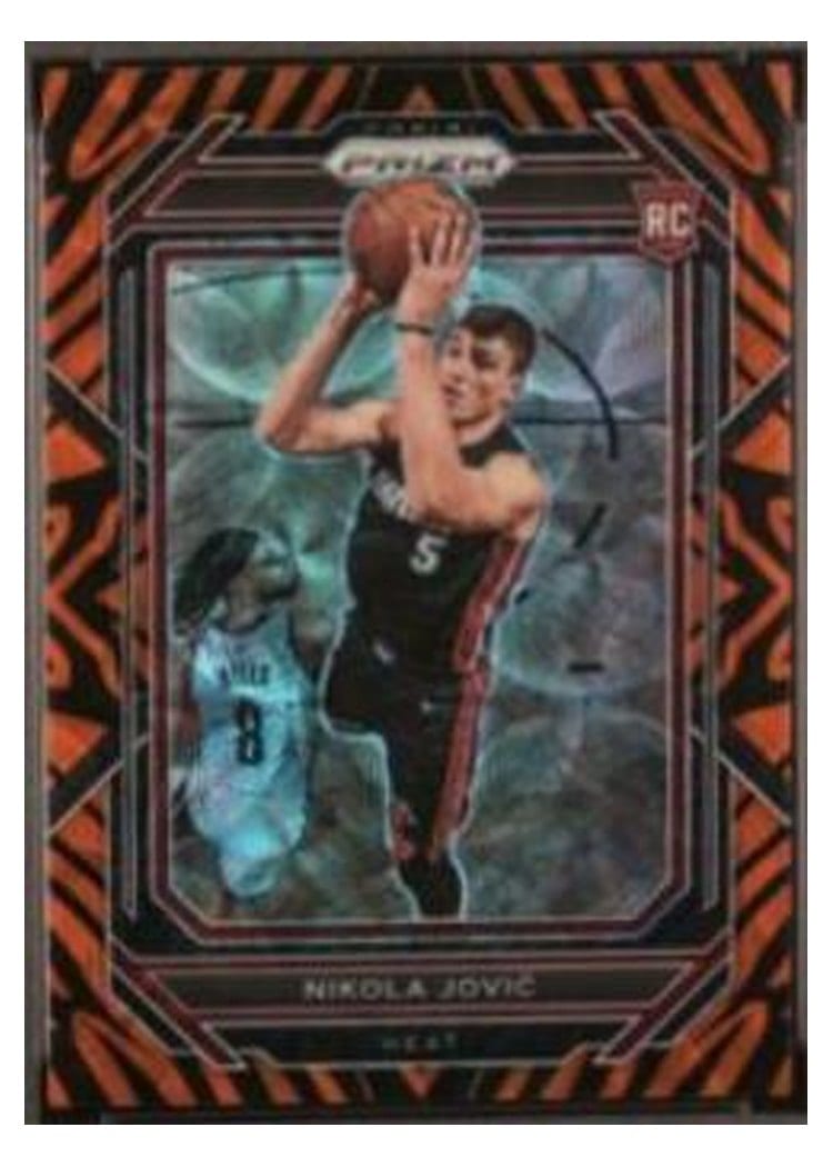 2022-23 Panini Prizm Base Set Nikola Jovic Choice Tiger Stripe Prizm #236 card
