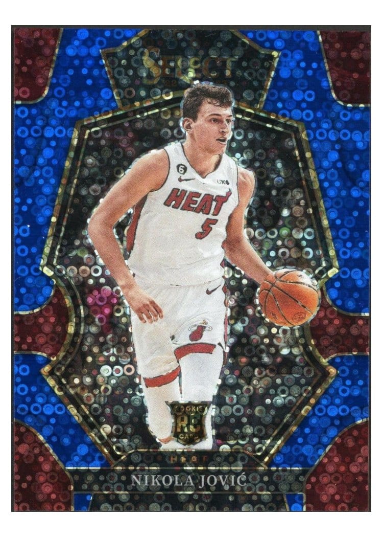 2022-23 Panini Select Base Set Nikola Jovic Blue Disco Prizm #270 card