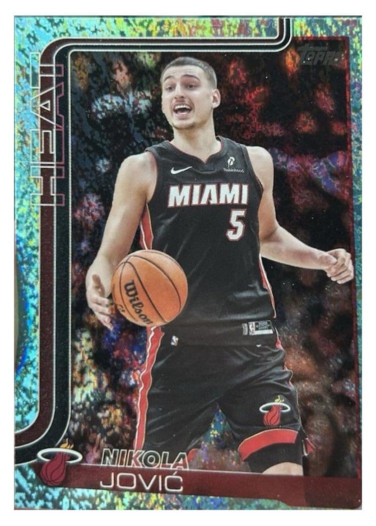 2025-26 Topps Base Set Nikola Jović Holo Aqua Foil #76 card