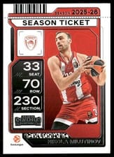 2025-26 Panini Contenders EuroLeague Base Season Ticket Nikola Milutinov #38 card