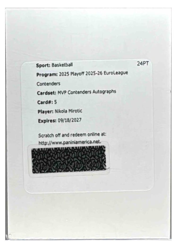 2025 Panini Contenders EuroLeague MVP Autograph Nikola Mirotic #5 card