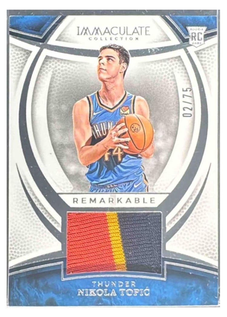 2024-25 Panini Immaculate Collection Remarkable Rookie Jerseys Set Nikola Topic #22 card