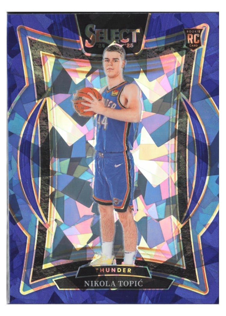 2024-25 Panini Select Base Set Nikola Topic Blue Cracked Ice Prizm #89 card