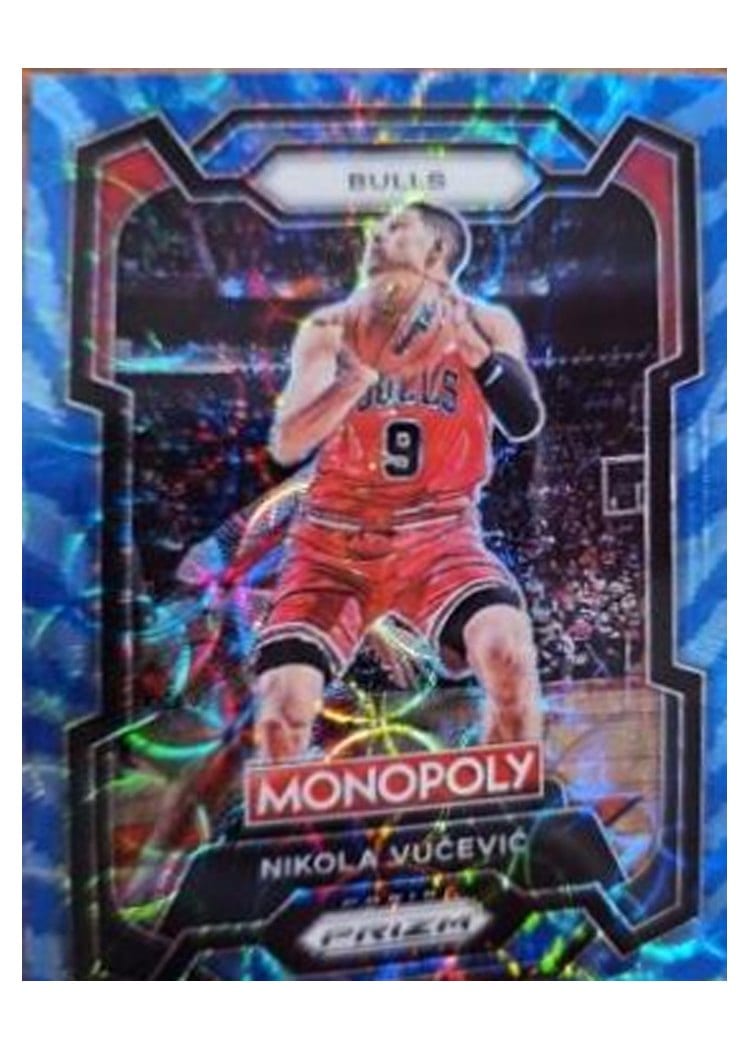 2023-24 Panini Prizm Monopoly Base Set Nikola Vucevic Tiger Stripe Boardwalk Blue #18 card