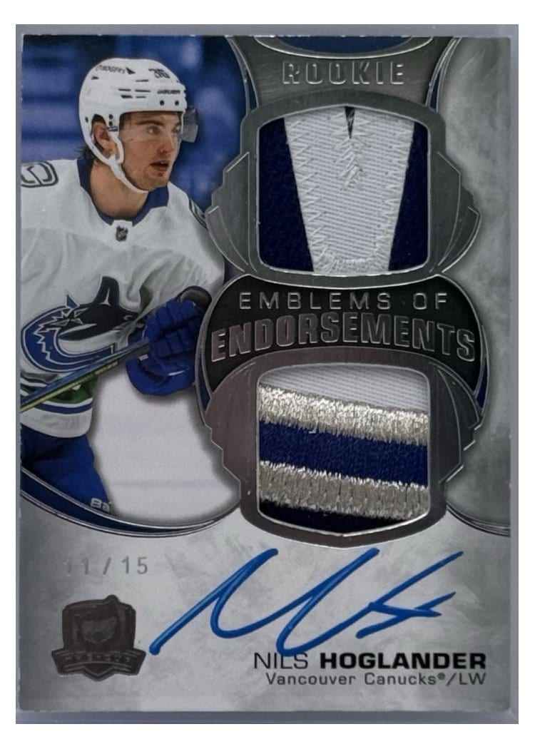 2020-21 Upper Deck The Cup Emblems of Endorsement Nils Hoglander #EE-NH card