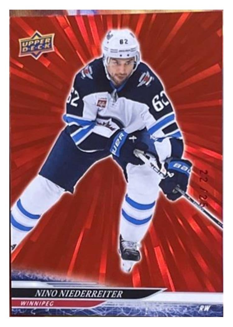 2024-25 Upper Deck Base Set Nino Niederreiter Outburst Red #448 card