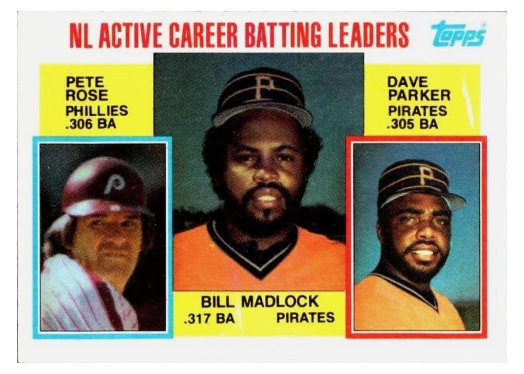 1984 Topps NL Active Career Batting Leaders (Bill Madlock / Pete Rose / Dave Parker #701 card
