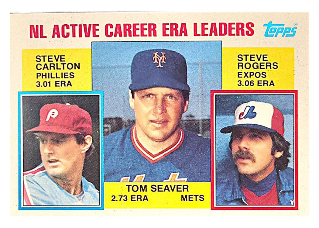 1984 Topps NL Active Career ERA Leaders (Tom Seaver / Steve Carlton / Steve Rogers #708 card