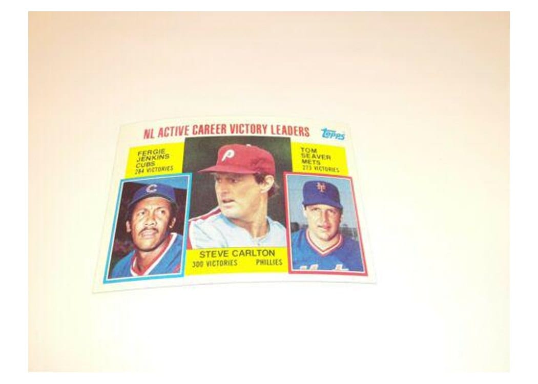 1984 Topps NL Active Career Victory Leaders (Steve Carlton / Fergie Jenkins / Tom Seaver #706 card