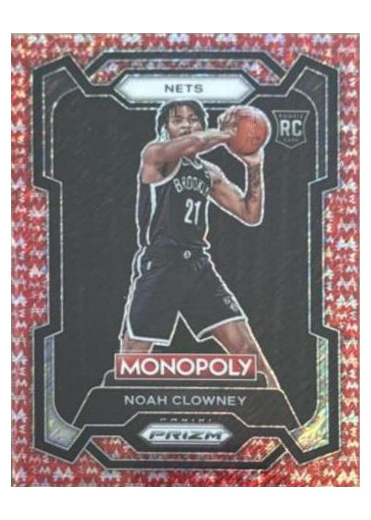 2023-24 Panini Prizm Monopoly Base Set Noah Clowney Red Millionaire Shimmer #12 card