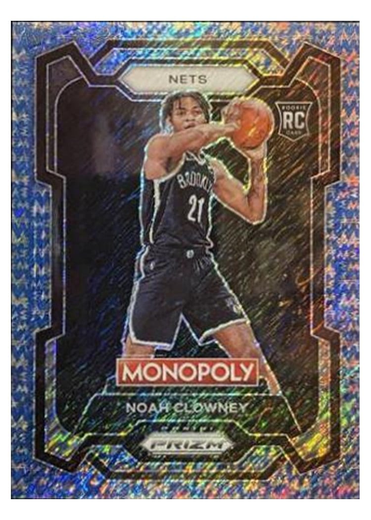 2023-24 Panini Prizm Monopoly Base Set Noah Clowney Blue Millionaire Shimmer #12 card