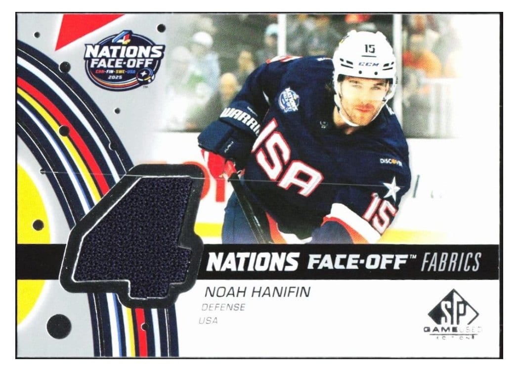 2025-26 SP Game Used 2025 4 Nations Face-Off Fabrics Noah Hanifin #4N-NH card