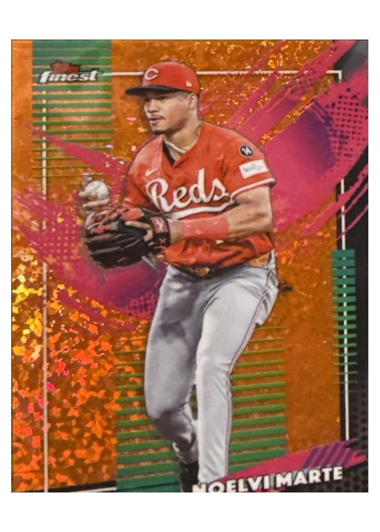 2026 Topps Finest Noelvi Marte Orange Mini Diamond Refractor #216 card