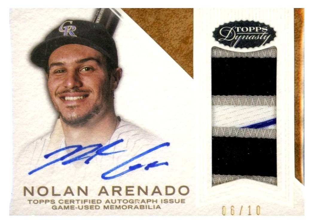 2016 Topps Dynasty Autograph Patches Nolan Arenado #AP-NA5 card