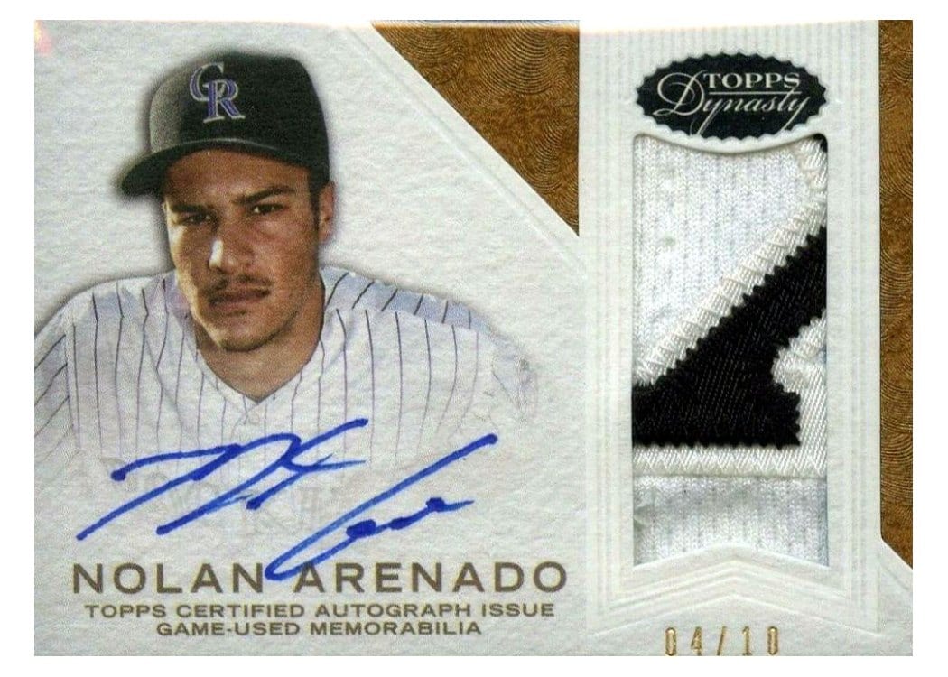 2016 Topps Dynasty Autograph Patches Nolan Arenado #AP-NA6 card