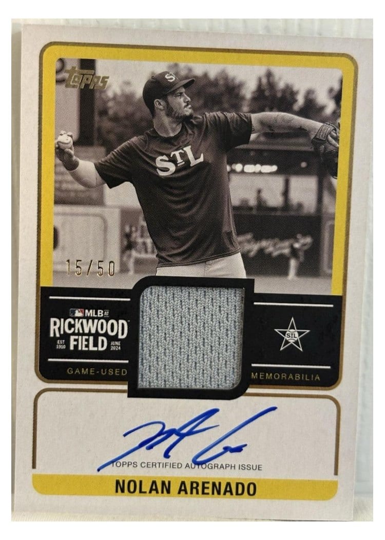 2025 Topps Update Rickwood Autograph Relics Nolan Arenado #RWAR-NA card