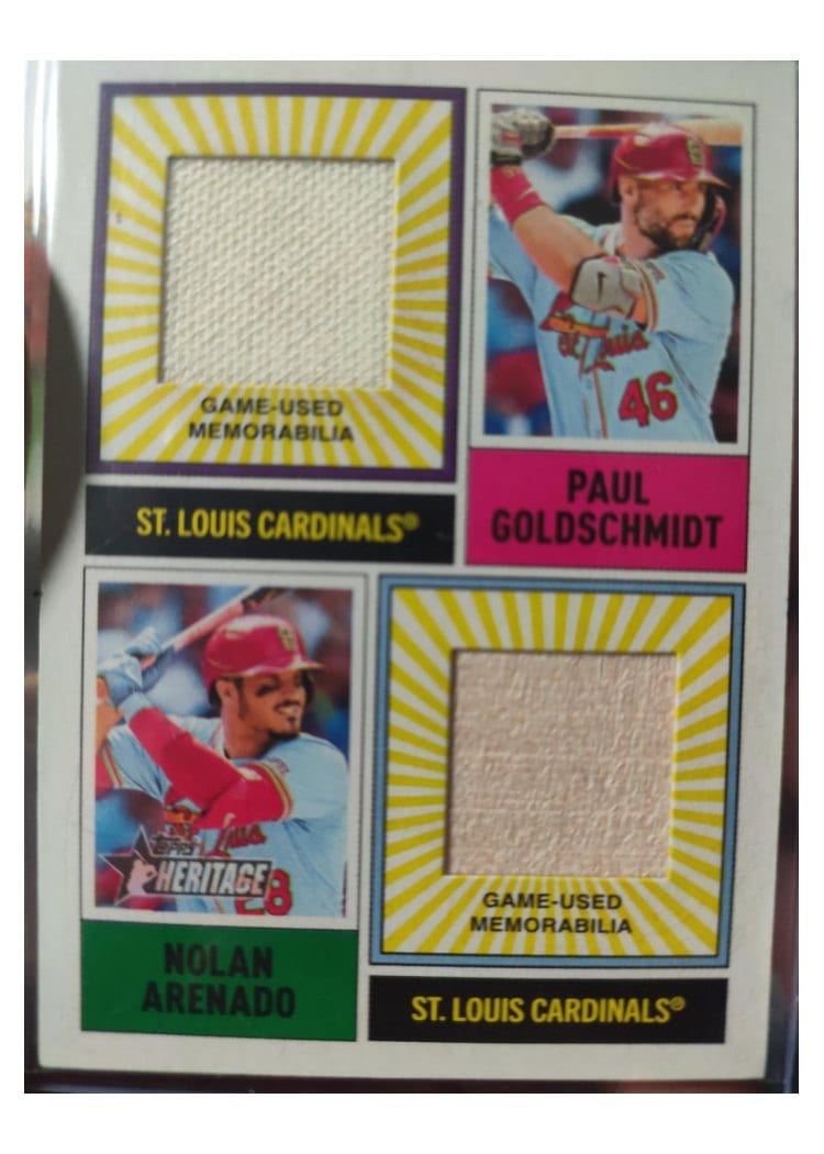 2025 Topps Heritage Dual Player MLB Collection Relics Nolan Arenado / Paul Goldschmidt #DPMCR-GA card
