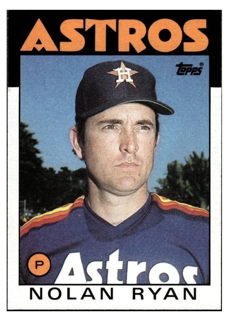 1986 Topps Base Set Nolan Ryan #100 card