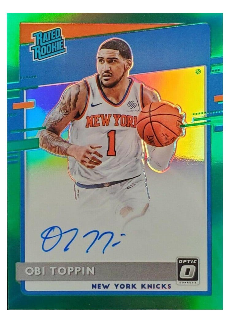 2020-21 Donruss Optic Base Set Obi Toppin Autograph Green #158 card