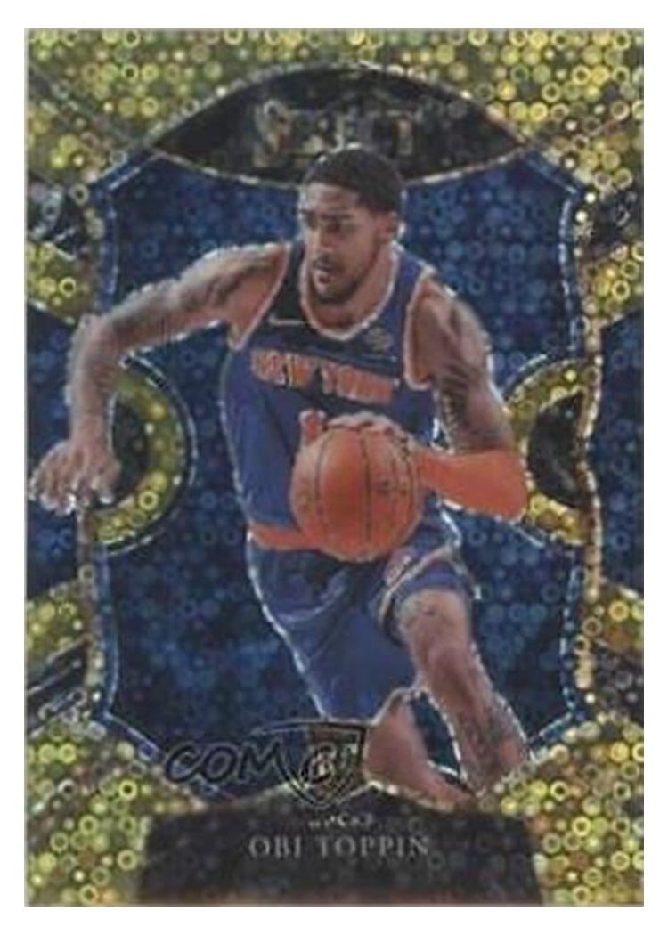 2020-21 Panini Select Base Set Obi Toppin Gold Disco Prizm #68 card