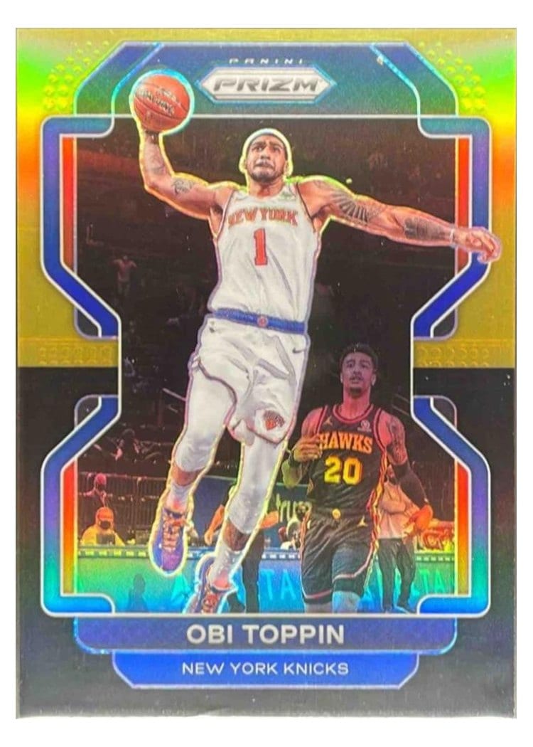 2021-22 Panini Prizm Base Set Obi Toppin Black Gold Prizm #141 card