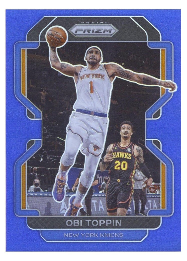 2021-22 Panini Prizm Base Set Obi Toppin Blue Prizm #141 card